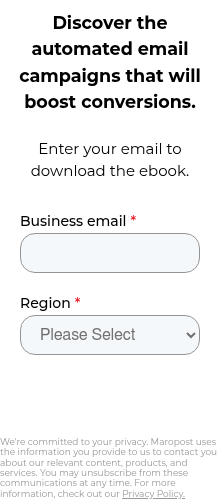 We're committed to your privacy. Maropost uses the information you provide to us to contact you about our relevant content, products, and services. You may unsubscribe from these communications at any time. For more information, check out our&nbsp;Privacy Policy.